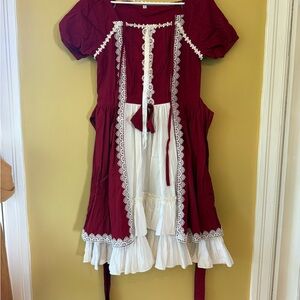 Red and White Lolita Lace Dress